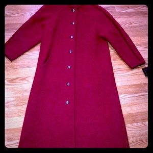 Virgin wool full length red coat